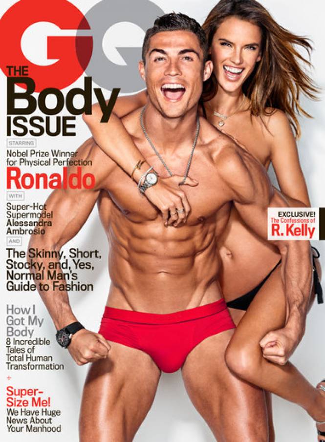 photo sexy Cristiano Ronaldo Alessandra Ambrosio GQ nu slip